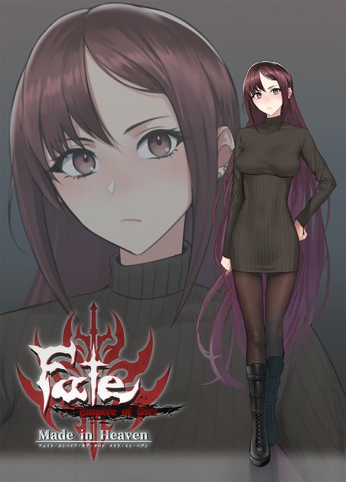 また、同人ゲーム『Fate/Empire of Dirt -Made in Heaven-』での虞美人さんの新衣装も紹介させていただきます!普段はジャージですが、スペシャルなお出かけの時はこの衣装です!イラスト:十九先生 