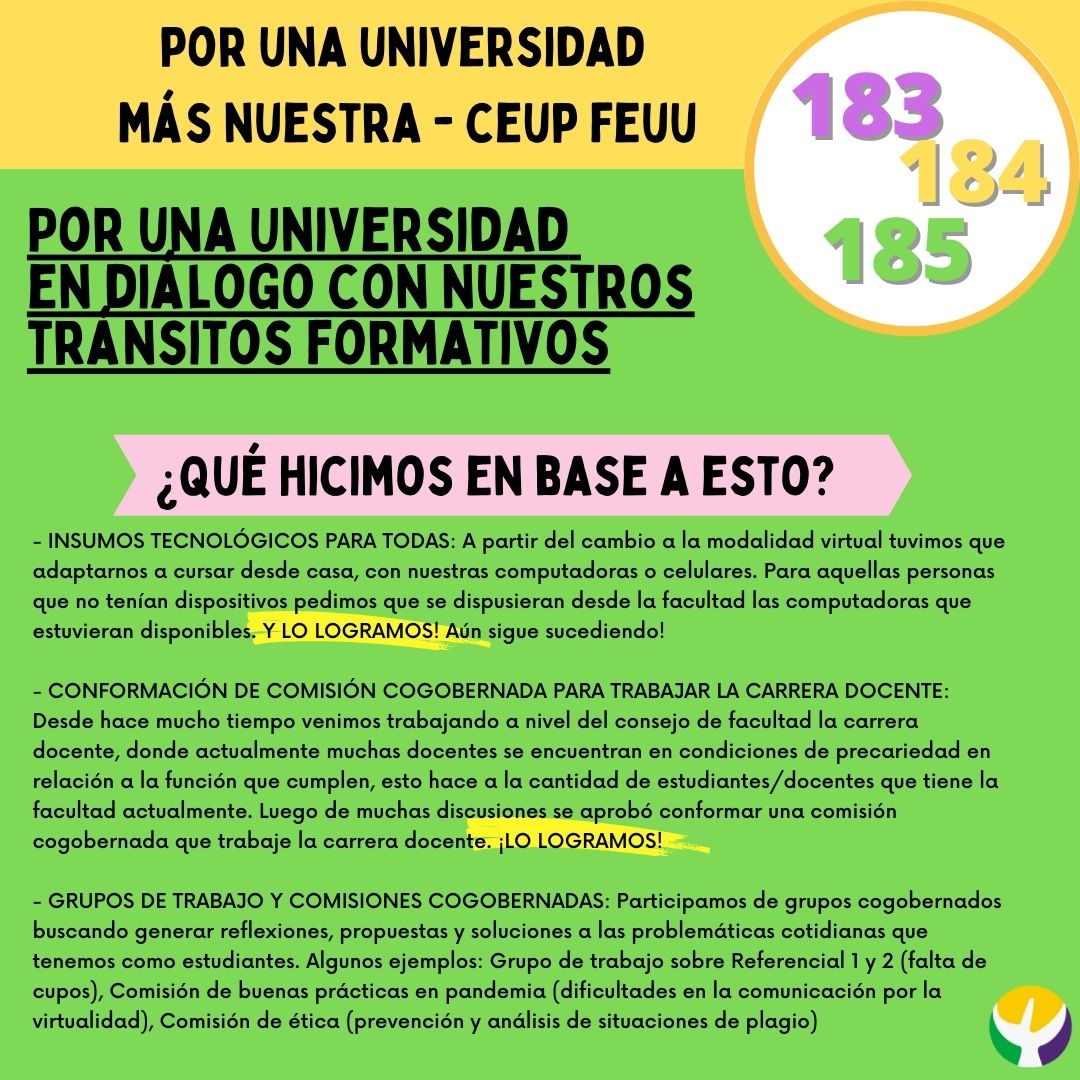 CeupFeuu's tweet photo. Buenasss✨
Vamo que es viernes!!

Lento pero seguro vamos compartiendo lo que hemos hecho y lo que queremos seguir haciendo. Por acá va algo respecto a nuestra formación

Recordamos que las discusiones y resoluciones del CEUP son colectivas
Por una Universidad más nuestra
💜💛💚 https://t.co/hv3FfX87zt