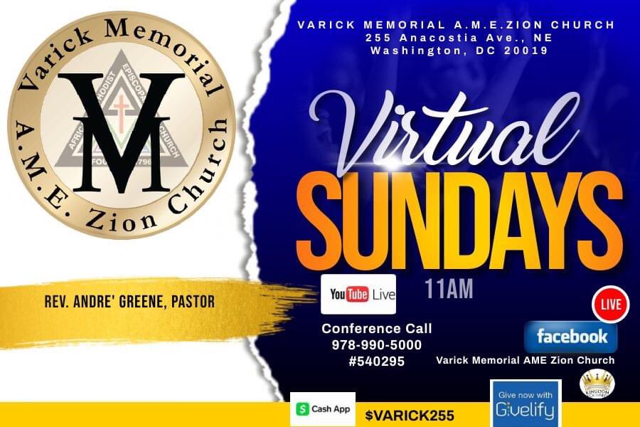 Join us every Sunday @ 11:00 am for Sunday Morning Worship via Facebook Live, YouTube Live or Conference Call 
978-990-5000 Access Code
#540-295

#KingdomFocused
#varickamez