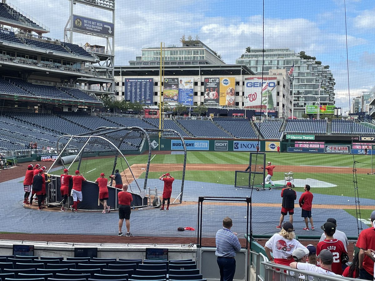 JonDeuser's tweet photo. Just chilling @nationals park on a Friday afternoon watching some BP. 

Oh, and #LetTeddyWin https://t.co/KNb3PADOP3