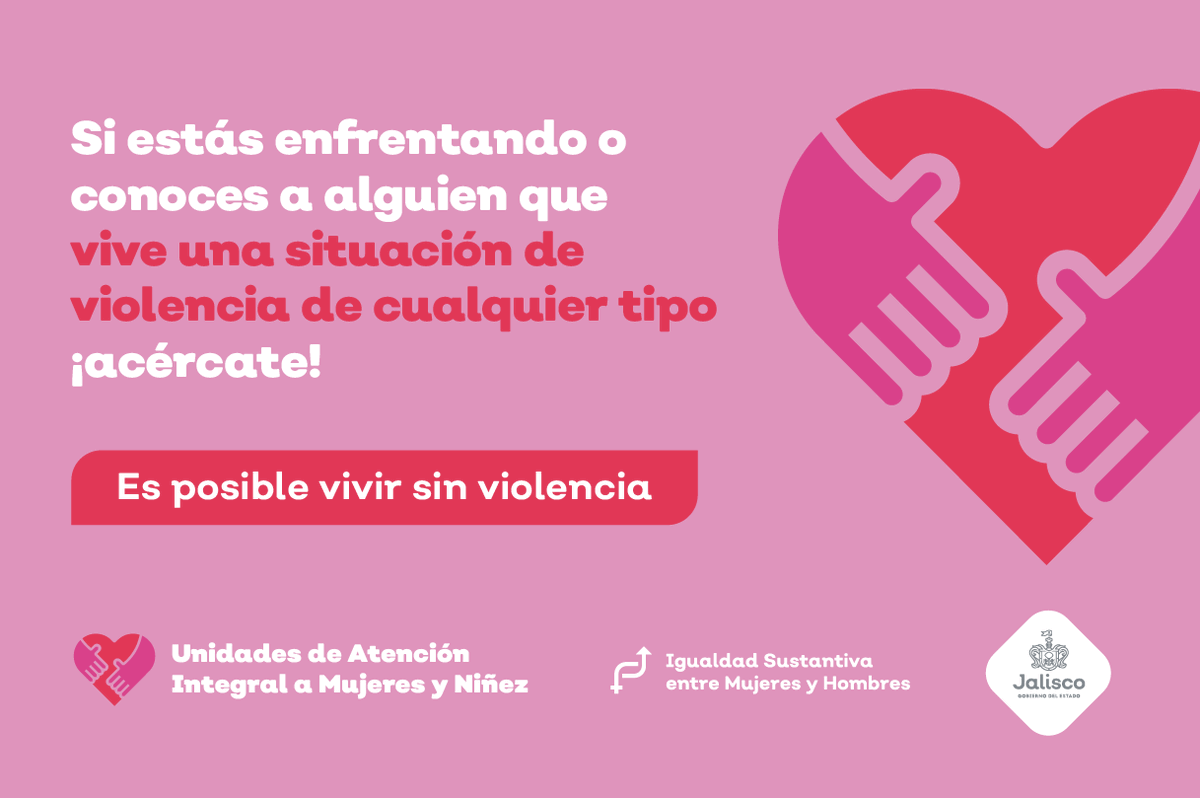 IgualdadJalisco's tweet photo. En caso de estar en una situación de violencia acércate, no estás sola.
A través de nuestros servicios te ofrecemos asesoría, atención y acompañamiento que te brindaran opciones, alternativas y herramientas para resolver tu situación o problemática. https://t.co/40TdukuI4f