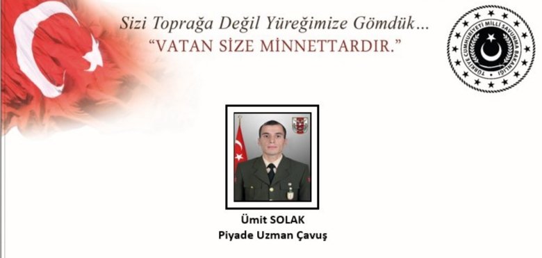Irak Avaşin’de meydana gelen patlamada şehit olan hemşehrimiz Piyade Uzman Çavuş Ümit Solak’a Allah'tan rahmet, ailesi ve tüm sevenlerine sabırlar diliyorum.

Başımız sağ olsun.
