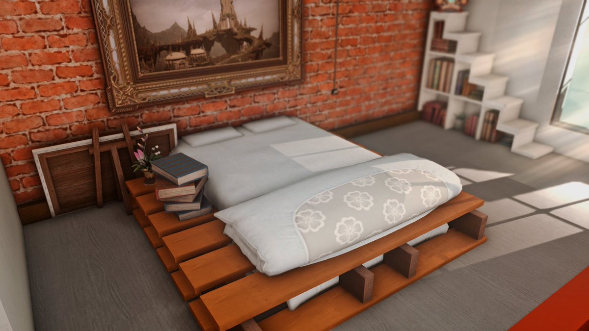 hgxiv's tweet photo. ✨HGXIV Community Spotlight✨
A submission to our discord caught our eye! This industrial build has a minimalist design with an amazing pallet board bed.

Designer name: Okus Hofcort
Address: Crystal / Zalera / Goblet ward 22 plot 46

#ffxiv #ff14  #ff14ハウジング #hgxiv https://t.co/VrILPZubnE