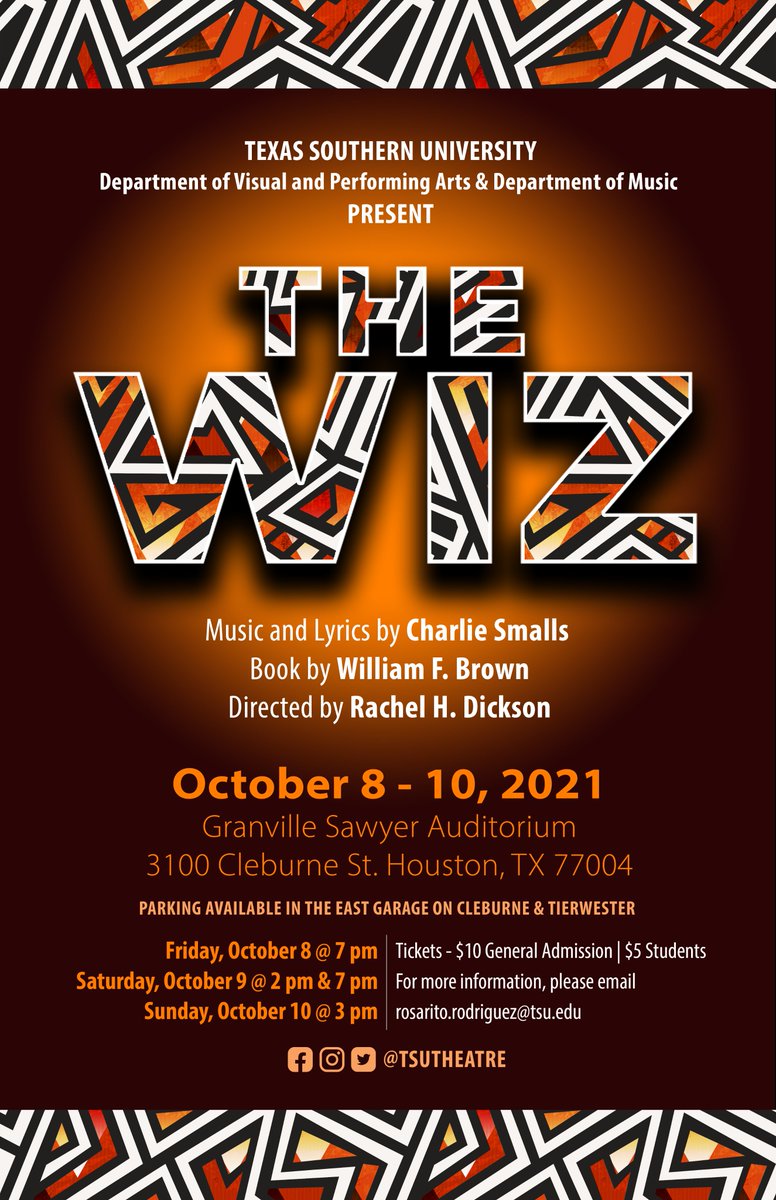 TSUTheatre's tweet photo. Tickets for The Wiz on sale now! Show runs October 8 - 10, 2021.

https://t.co/DHq3wDwYPL https://t.co/9lSOOdT0GS