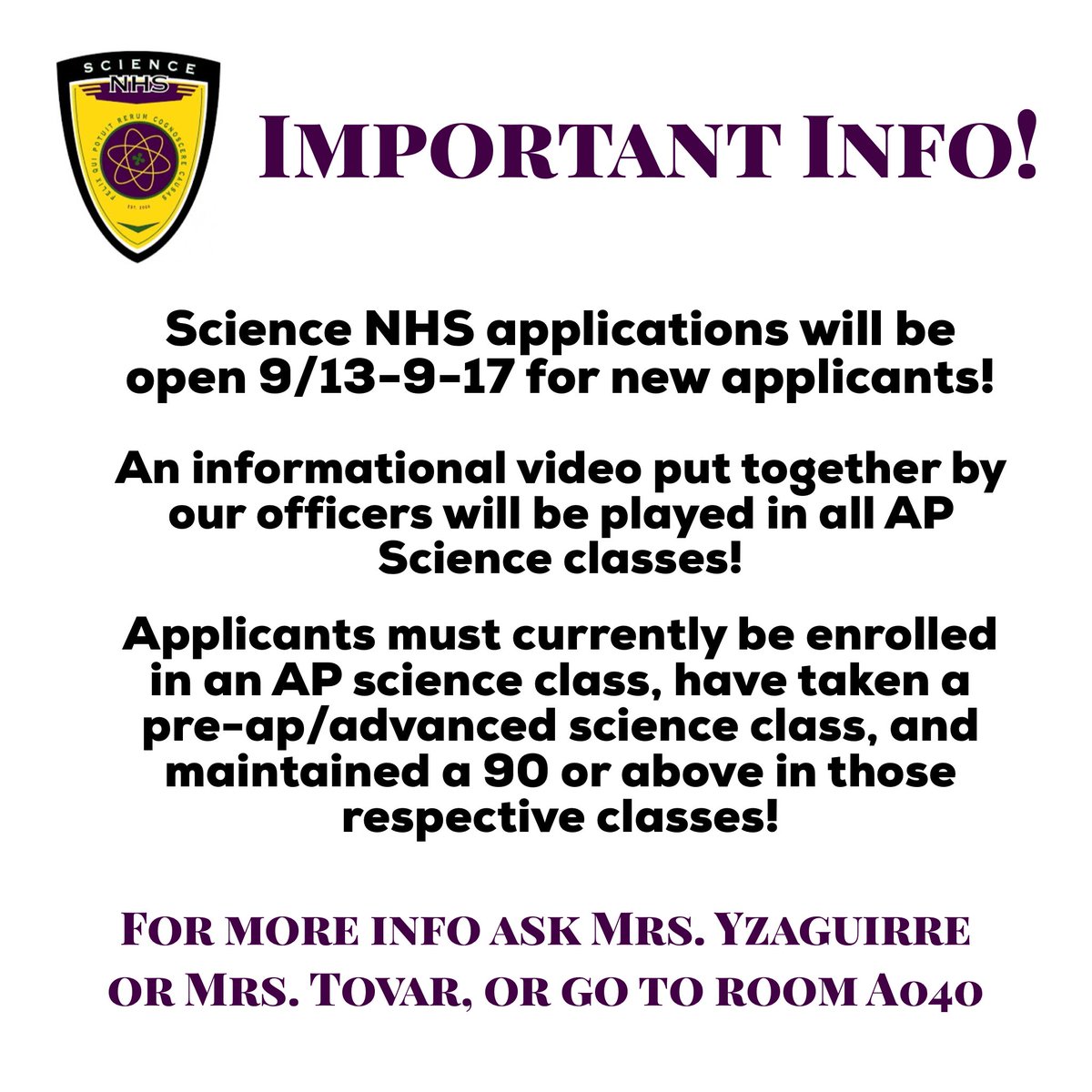 CHS Science NHS tweet media