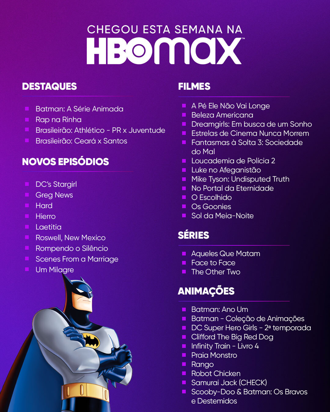 HBO Max Brasil on X: Feriade-se 👽 O que você irá maratonar neste fim de  semana? Toma aqui a listinha de novidades da semana na HBO Max para te  ajudar a escolher!