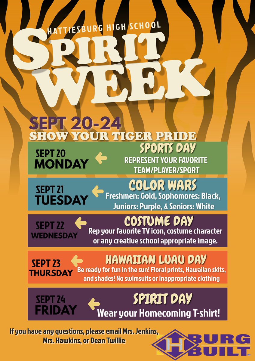Wear your spirit gear next week!