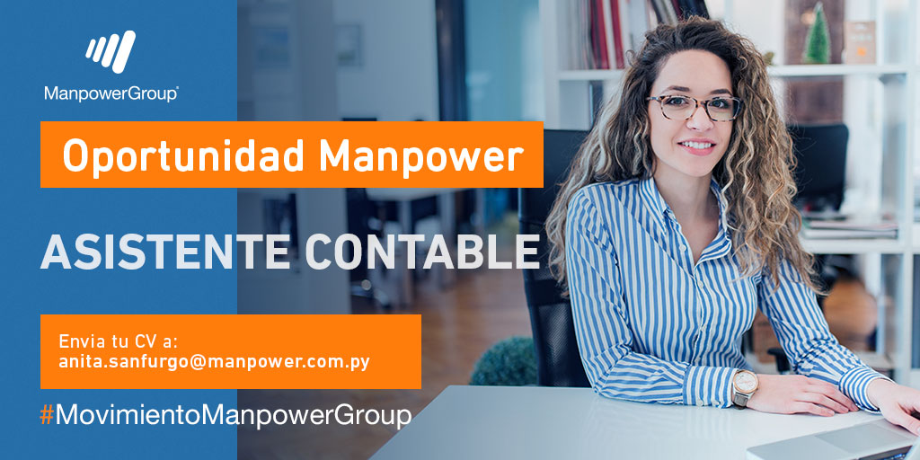 ManpowerGroup Py (@manpowergrouppy) on Twitter photo ¡Atención!
Buscamos
𝐀𝐒𝐈𝐒𝐓𝐄𝐍𝐓𝐄 𝐂𝐎𝐍𝐓𝐀𝐁𝐋𝐄
📧 Si contás con el perfil, remití tu CV a: anita.sanfurgo@manpower.com.py
#WePowerTheFutureOfWork #MovimientoManpowerGroup ¡Atención!
Buscamos
𝐀𝐒𝐈𝐒𝐓𝐄𝐍𝐓𝐄 𝐂𝐎𝐍𝐓𝐀𝐁𝐋𝐄
📧 Si contás con el perfil, remití tu CV a: anita.sanfurgo@manpower.com.py
#WePowerTheFutureOfWork #MovimientoManpowerGroup