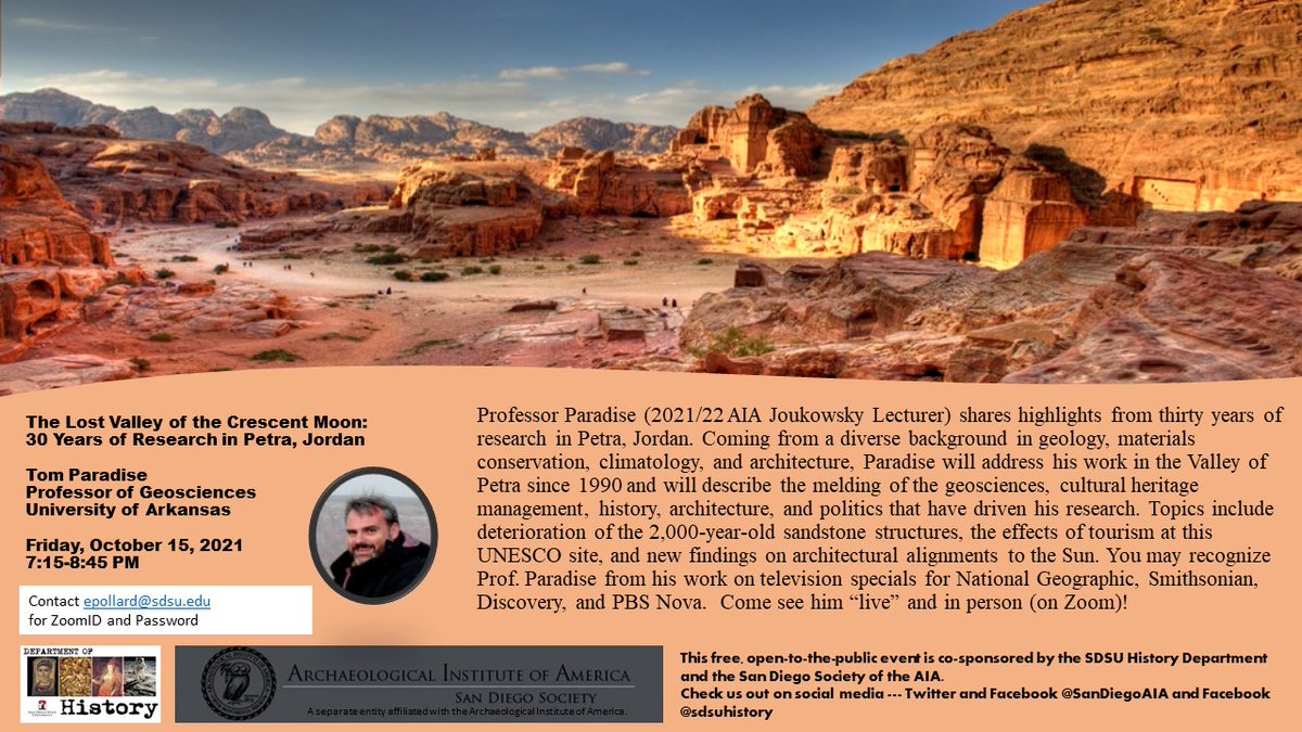 San Diego AIA (@sandiegoaia) on Twitter photo In just four weeks...
<a href="/archaeology_aia/">AIA</a>
DM <a href="/sdsu_h100/">Elizabeth A. Pollard, PhD</a> or email epollard@sdsu.edu for Zoom Code & Password. In just four weeks...
<a href="/archaeology_aia/">AIA</a>
DM <a href="/sdsu_h100/">Elizabeth A. Pollard, PhD</a> or email epollard@sdsu.edu for Zoom Code & Password.
