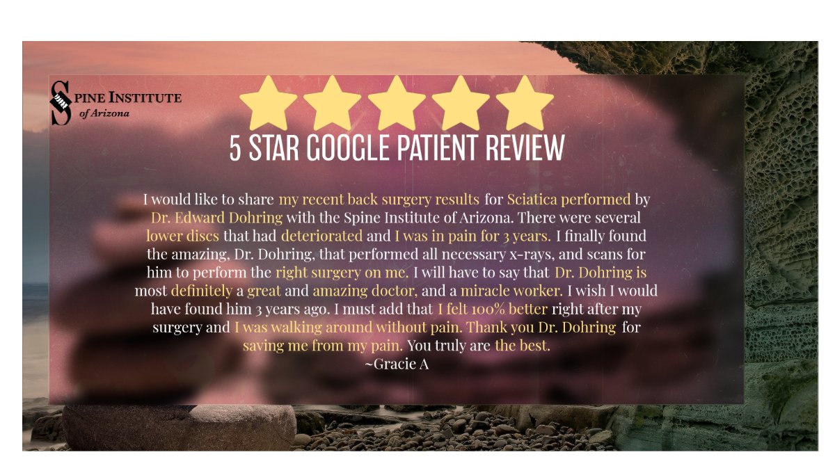 SpineAZ's tweet photo. #spineinstituteofarizona #spineaz #patientreview #googlereview #doctorsinarizona #spinesurgery #backpain #sciatica #discdegeneration #minimallyinvasivespinesurgery #orthopedics #patienttestimonial #pain #health #wellness https://t.co/du89fSA0UQ
