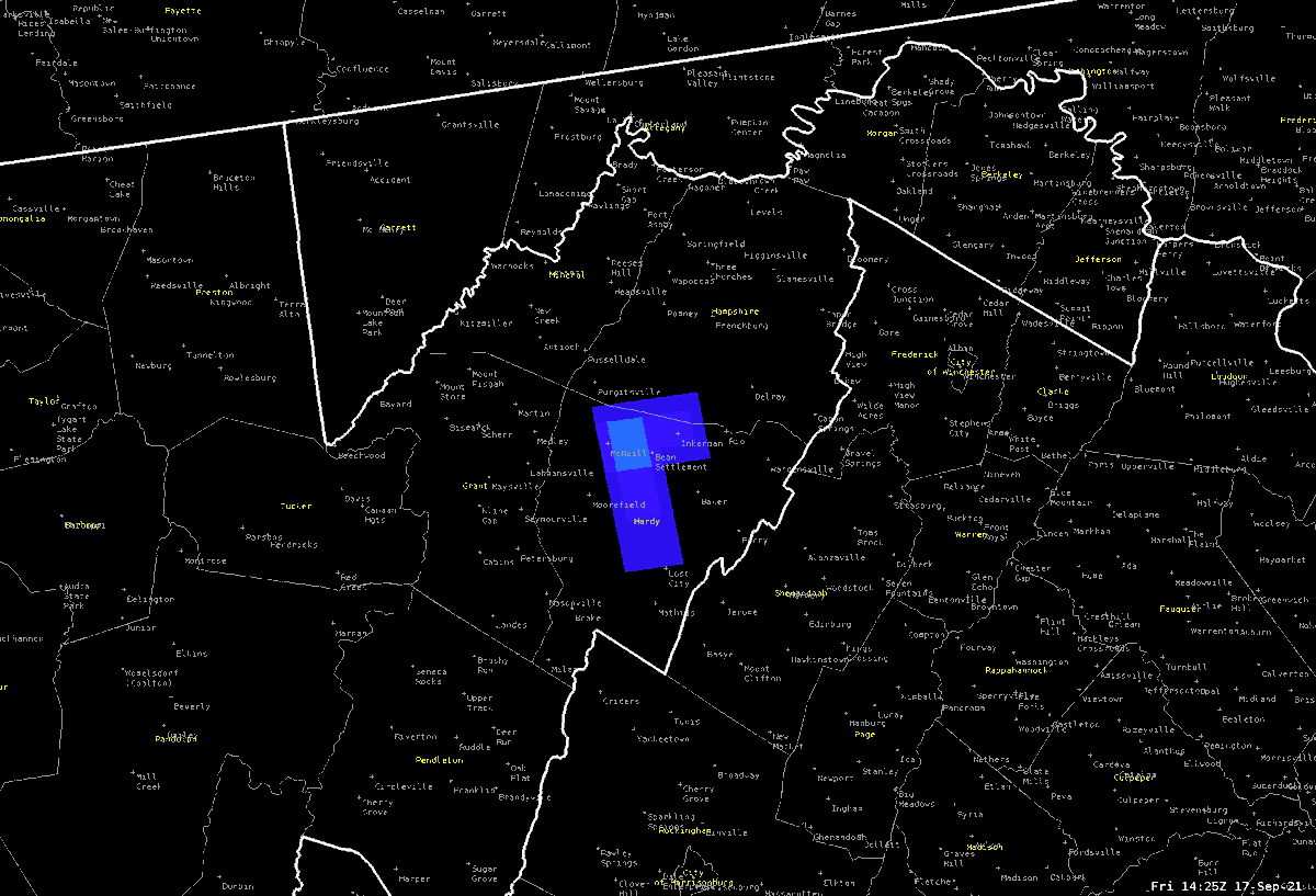 NWSPittsburgh's tweet photo. You don't see this every day! Folks in northwest VA/eastern WV heard a loud boom this morning. This GOES-16 flash density product at 10:25 AM shows a flash in the area, but no storms were around.  The possible explanation?  An exploding meteor!  NASA will likely investigate. https://t.co/wFrLzb3lnh