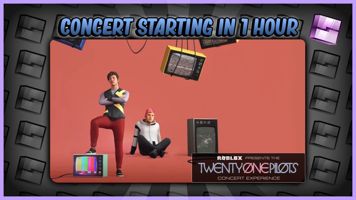 RBXevents_'s tweet photo. Twenty One Pilots #ROBLOX Concert starting in 1 HOUR!🔱🤩 https://t.co/8LuFlFpmT1