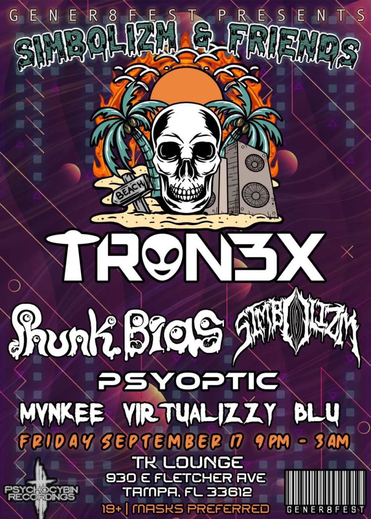 Tonight’s the night 🛸👽
<a href="/PsychocybinREC/">☢ Psychocybin Recordings ☢</a> takeover at the <a href="/SiMBOLiZM/">SiMB👁LiZM</a> &amp; FRIENDS show Ft. <a href="/TRON3X_/">TRON3X 🌶👽🛸</a> X <a href="/phunkbiasmusic/">Phunk Bias</a> X <a href="/PsyopticMusic/">Psyoptic Music</a> &amp; more!!

Last minute tickets online still available, grab them before it’s too late! ⬇️
gener8fest.ticketspice.com/simbolizm-n-fr…