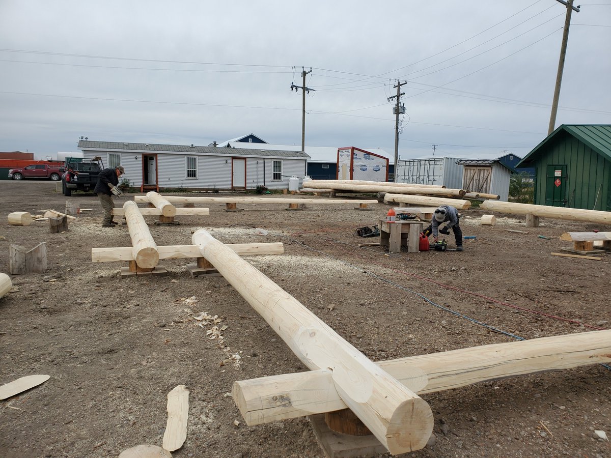 MH_WoodS's tweet image. A new build has started in the yard!  Approximately 1620sq ft garage.  Pad layouts are completed and the bottom round has been set. #loggarage #customlog #logbuilder #logwork