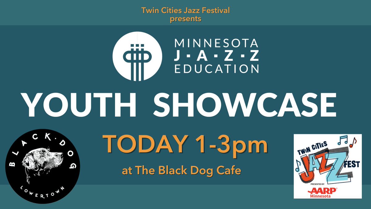 MNJazzEd's tweet photo. Today 1-3pm, we'll be at @BlackDogStPaul for our Youth Showcase at day #2 of @tcjazzfestival! Come support youth musicians Cyrus Wilson's Trio, Zach Studdiford's Quartet and @HSRA_MN Students &amp; Alums: Rashad 502, Izzy Melody, Emanuel Carter &amp; Get Up DJ!! https://t.co/bP2eeyWLEt