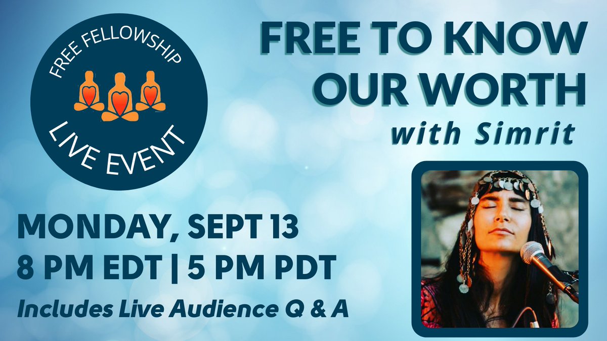 BeHereNowNet's tweet photo. Re-Watch “FREE TO KNOW OUR WORTH” – A LIVE EVENT WITH @simritkaur When we are intimate with the part of ourselves that never dies, genuine confidence emerges organically.
Watch here: https://t.co/G0TmXSqOKS #livestream #simrit #love #awareness #free #consciousness #event https://t.co/O57NPNwdJD