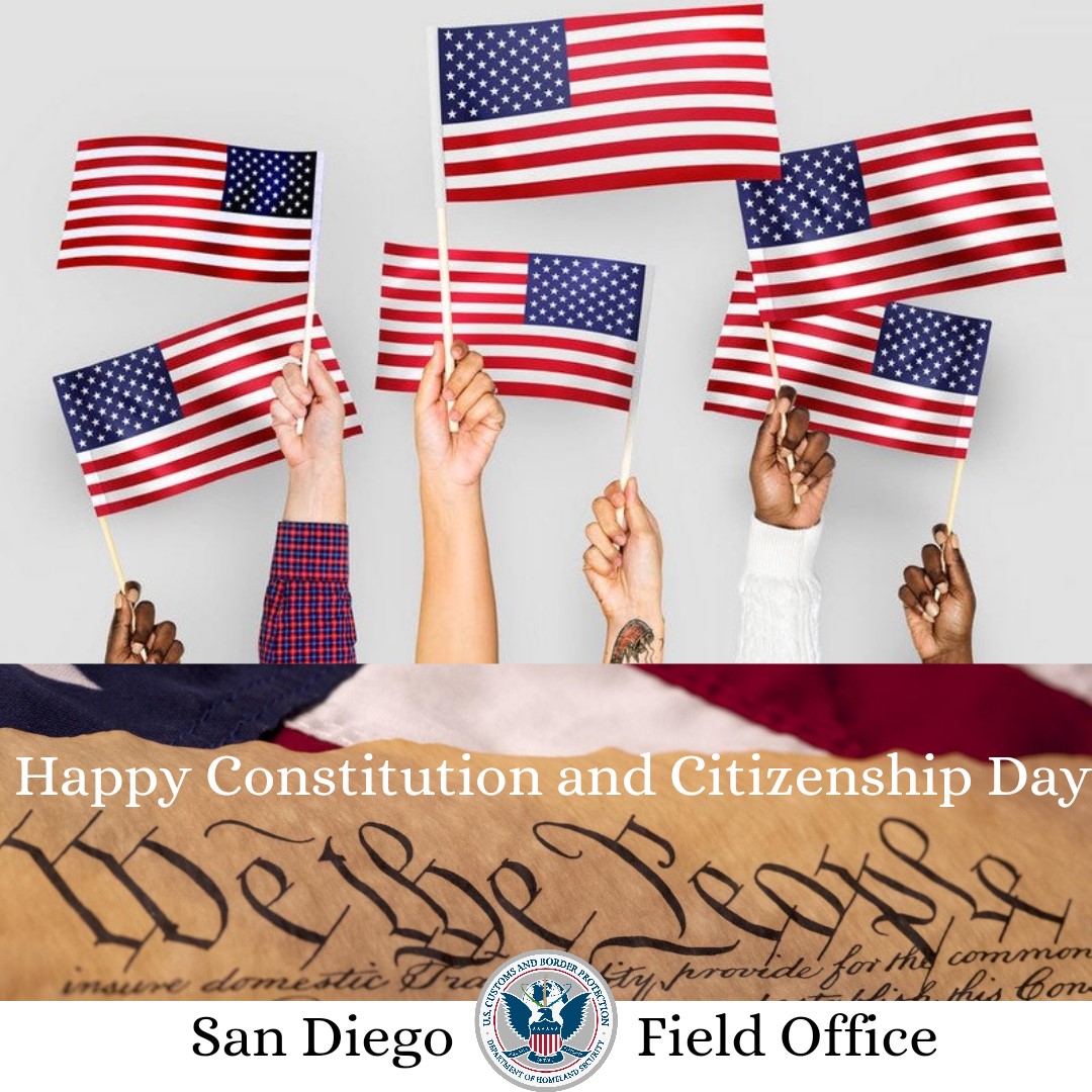 CBPPortDirSYS's tweet photo. The #constitution &amp; #citizenship day is a big #celebration for us all. In 1787, our Founding fathers signed the Constitution and created the framework to our government today. We #celebrate those individuals that have worked and sacrificed to become U.S. citizens. https://t.co/jB9qjXeTe6