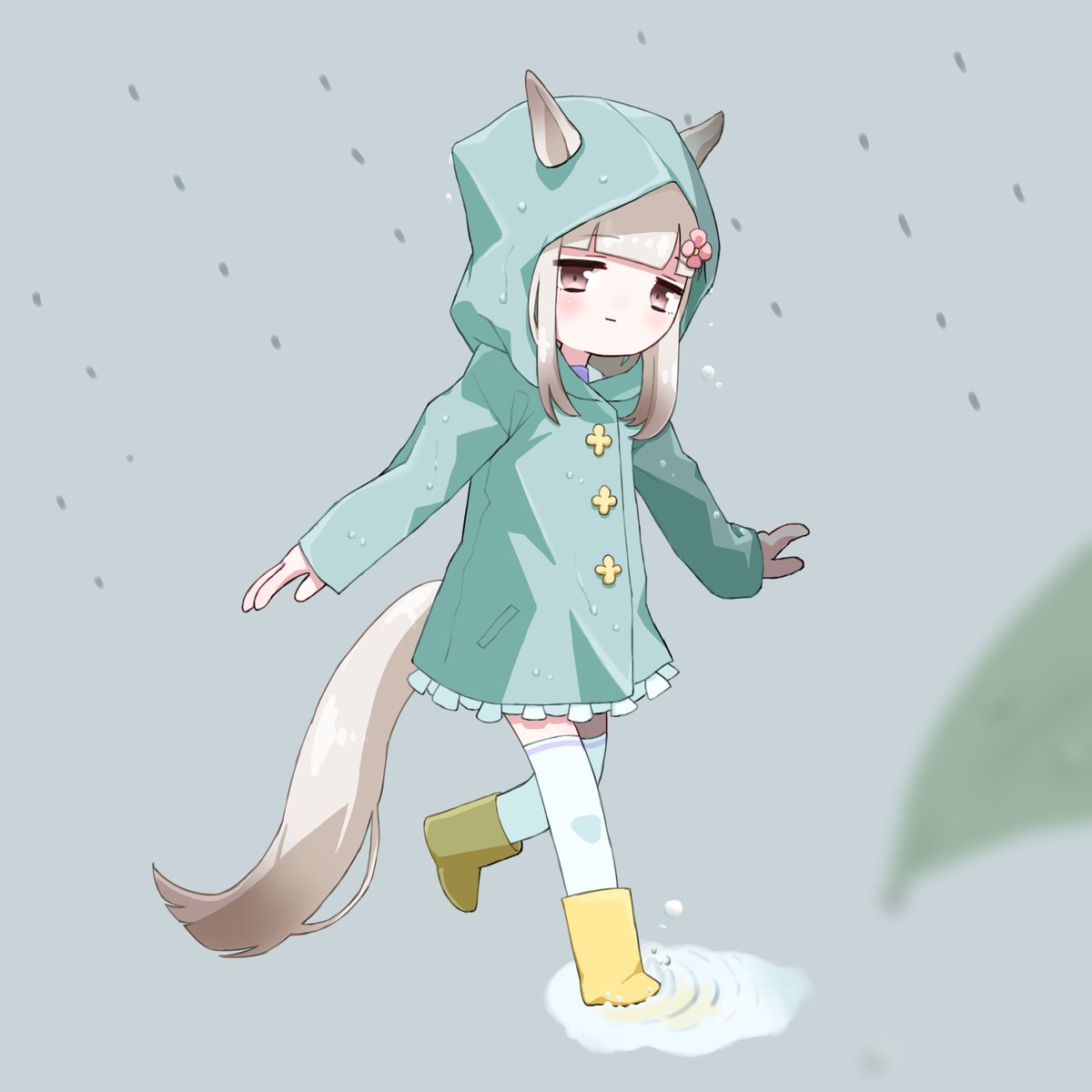 1girl horse ears raincoat animal ears tail horse girl horse tail  illustration images