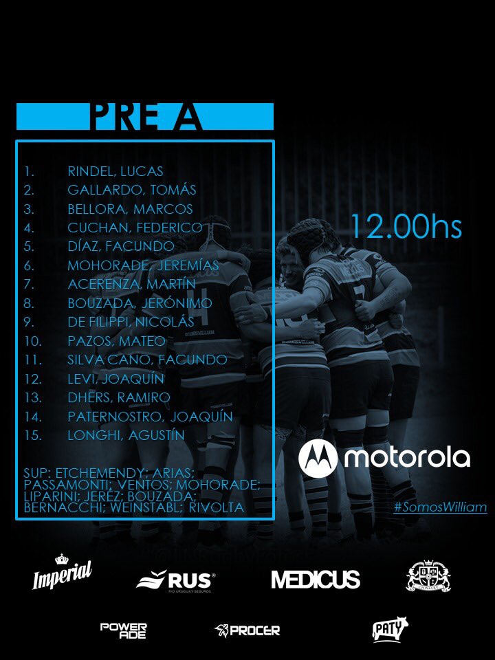 Se viene otro sábado. En esta oportunidad, el William visitará por la 7ª fecha del torneo de Primera B de la <a href="/URBA_ok/">URBA</a> a <a href="/CSF_Rugby/">Sanfer Rugby</a> y lo hará con estos equipos.

#SomosWilliam