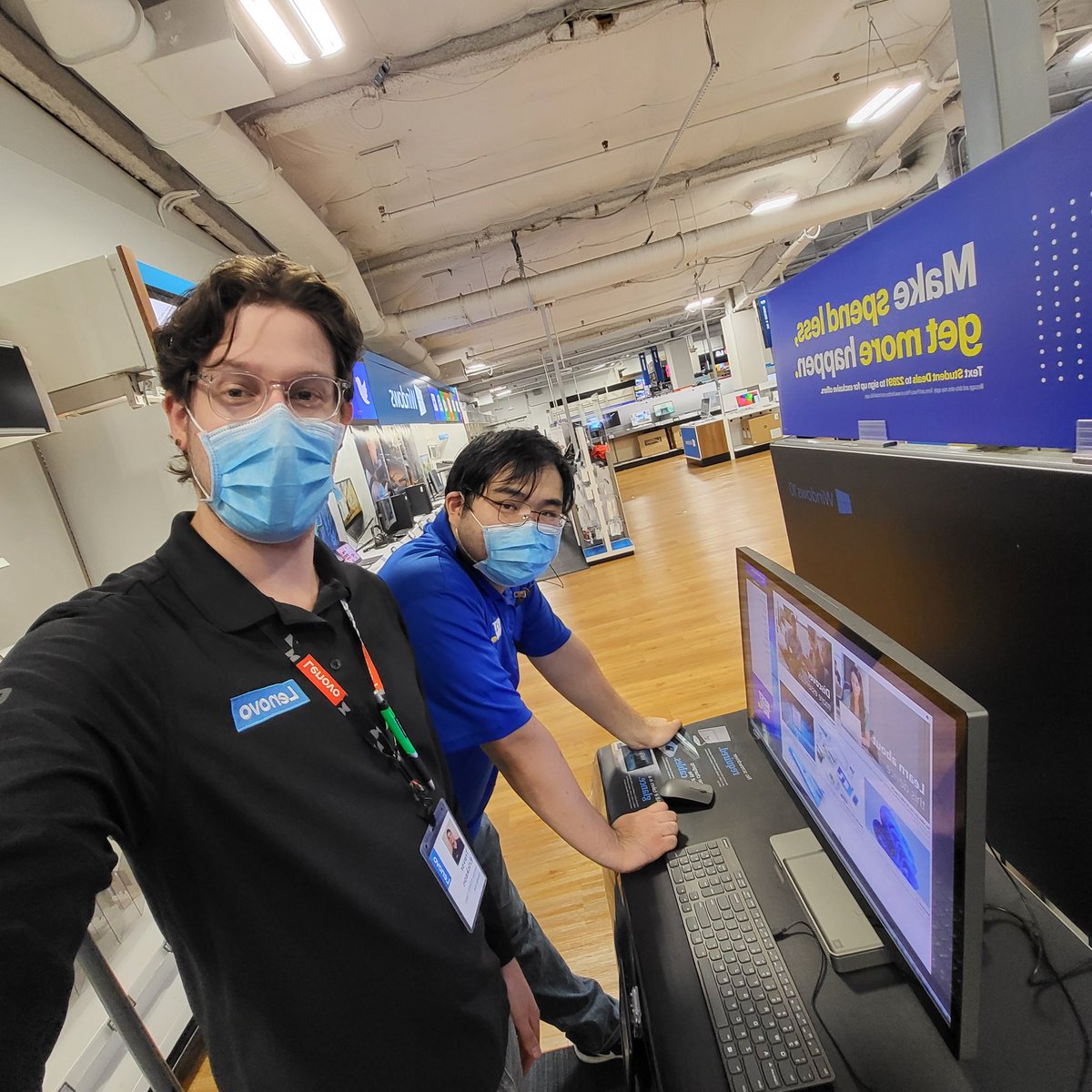 techrepmojo's tweet photo. James is becoming an expert on all things Lenovo as we talk about our awesome All In One's available in store #wearelenovo #premiumstars https://t.co/CbJEK3N4YA