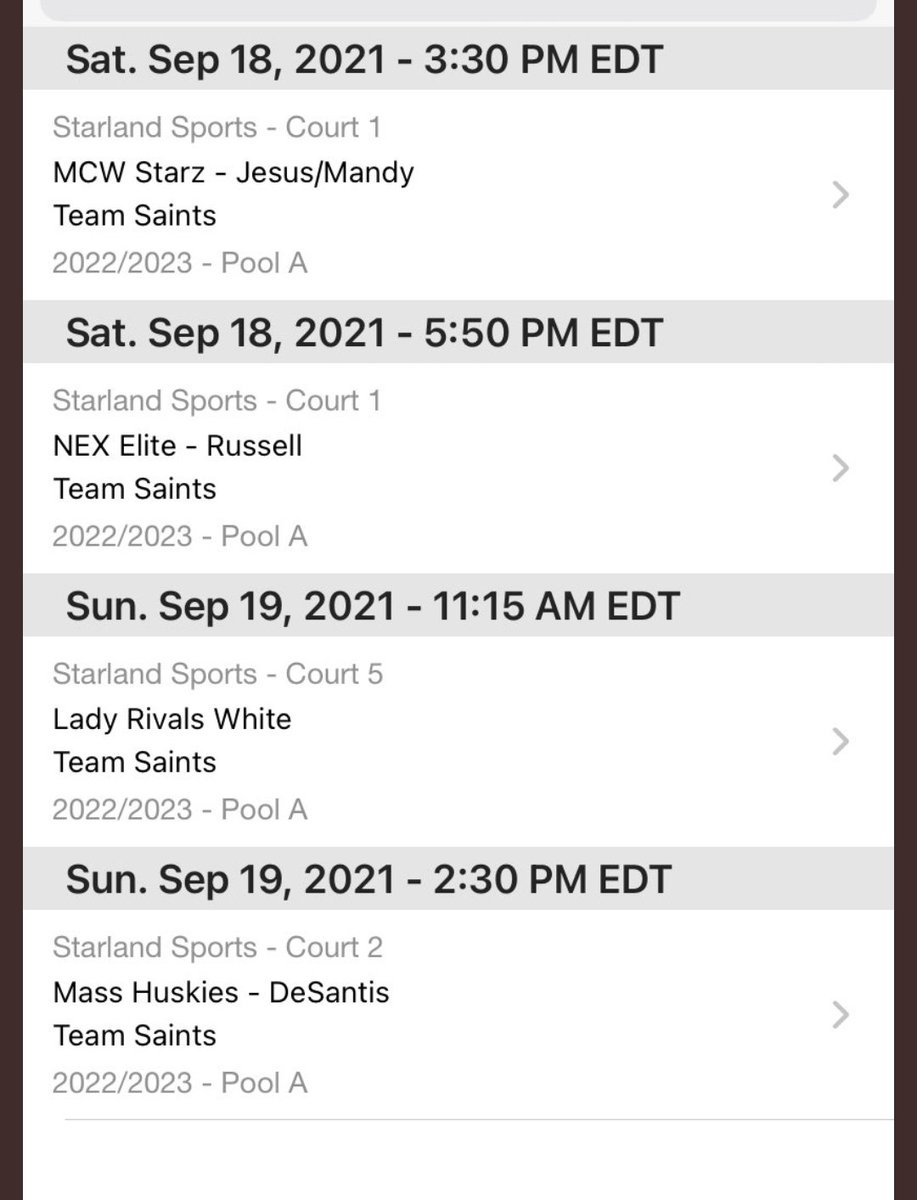 SNHSaints's tweet photo. Varsity Girls Game schedule for this weekend @SelectEventsBB Fall NE Showcase at the U in Hanover MA. 4 big time Matchups . Lets goooo. https://t.co/RtevRtZy1e