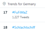 SRapperswil's tweet photo. Besser spät, als nie:
#Schlachtschiff und #FuFiMaZ
haben es doch noch in die Trends geschafft!
#SchleFaZ #Riesenkralle https://t.co/mC5Pk5ylPS