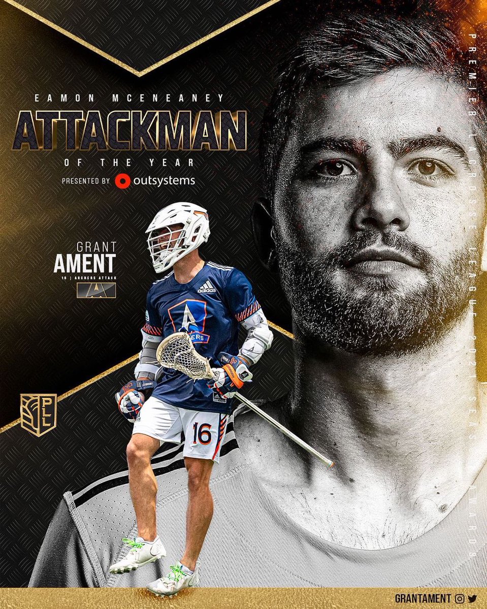 Eamon McEneaney Attackman of the Year: Grant Ament

In his second year as a pro, Grant Ament led the league in assists (22) and points (35). His signature sidearm skip passes are able to find any shooter on the field.