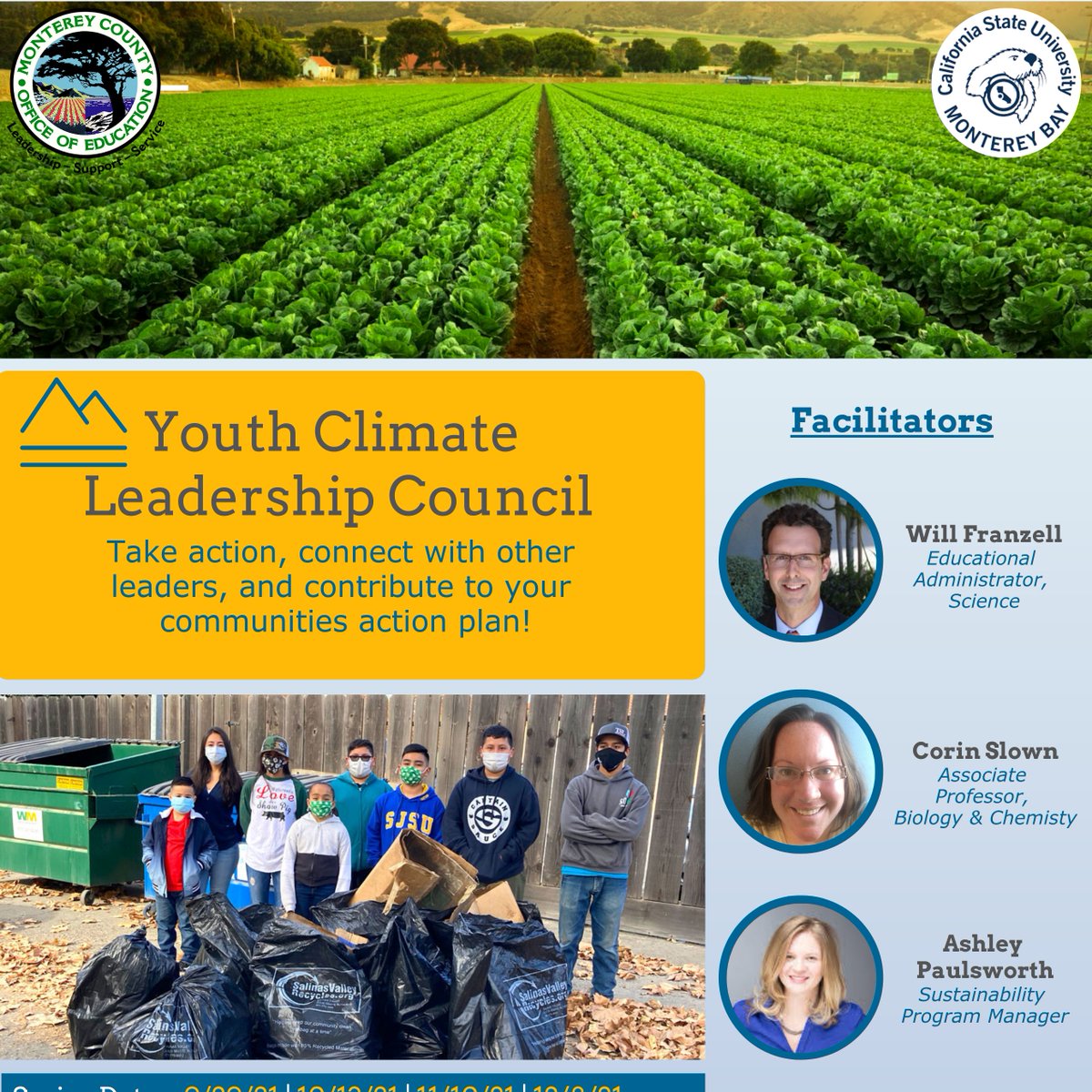 Join the Youth Climate Leadership Council! Take action, connect with other leaders, and contribute to your communities action plan! @WilliamFranzell @ElGovEcon @pk12innovation @MCOE_Now @WeCountWeRise @CslownRasco 

#EnviroLiteracy 

Register here: monterey.k12oms.org/1519-207910