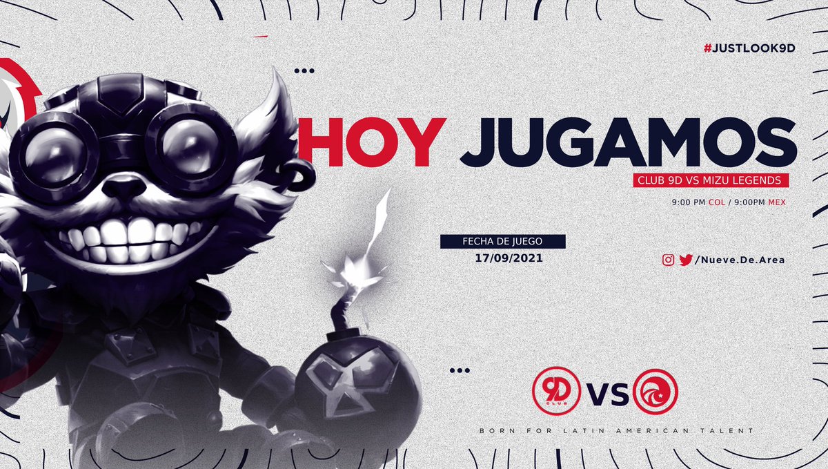 nueve_de_area's tweet photo. #9DWR | Tenemos una cita en la grieta del invocador, en punto de las 9:00 pm.

¡No te pierdas el encuentro! 

🏆 @LMGWildRift
🆚 @MizuLegends
📺 https://t.co/oyVTkCCWkm

#JustLook9D https://t.co/EKMAdraB5E