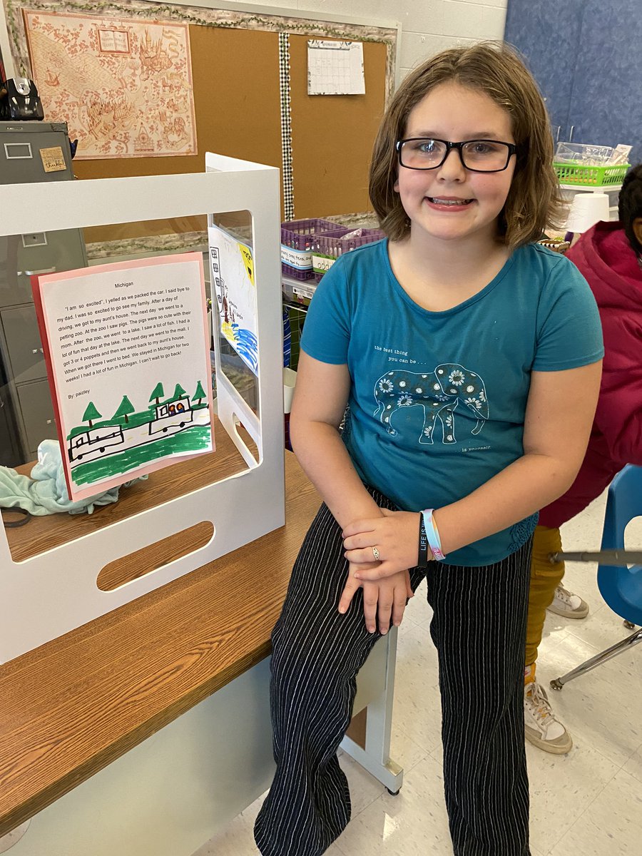 MrsPressley's tweet photo. Our kiddos were so excited to showcase their first writing of the year! We welcomed guest from around the school to come to our writing gallery and hear the stories read by their authors. I am so incredibly proud of this group of hard working kids! #pocallaproud https://t.co/p3l7M1tAu3