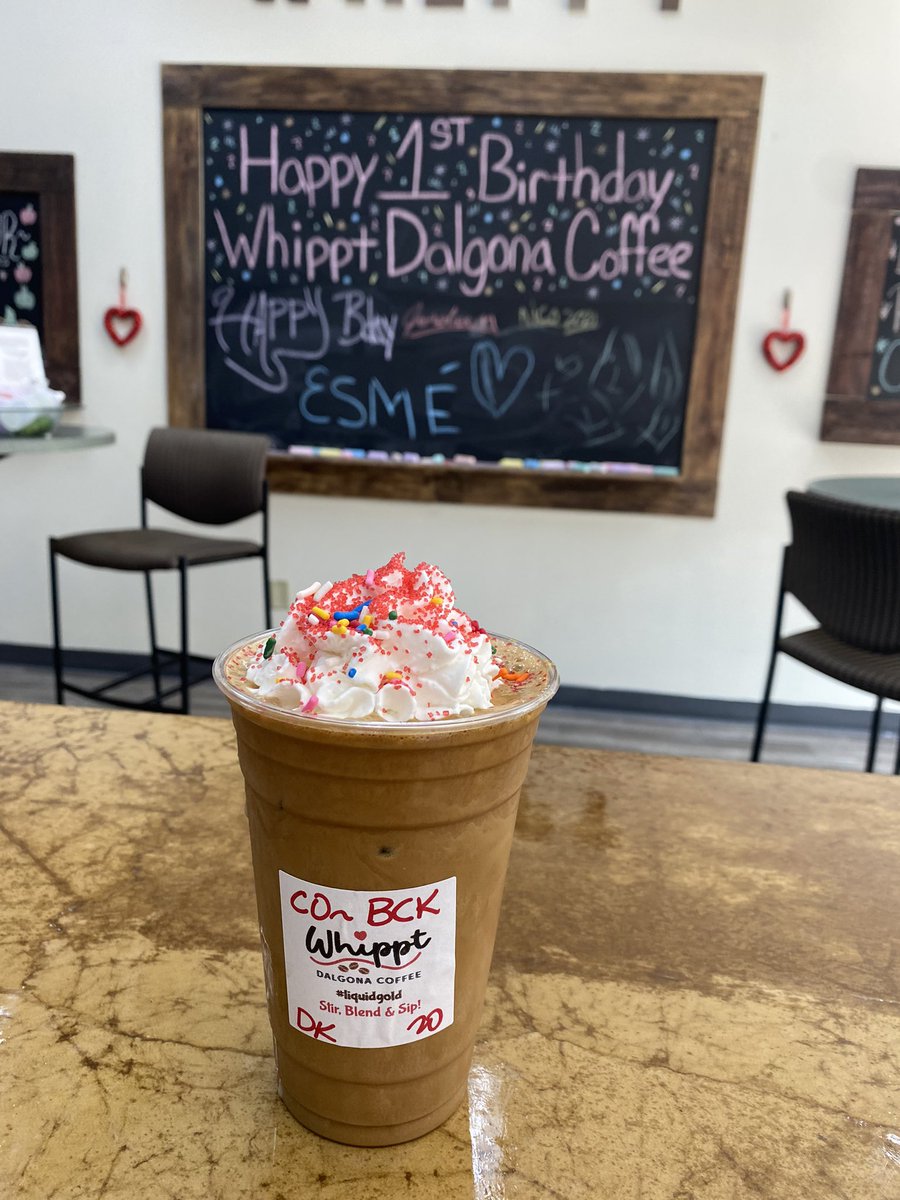 Birthday Cake Dark Roast Whippt Coffee made with Coconut Milk 😋🤤 Topped with Whipped Cream &amp; Sprinkles #sprinklesareforwinners #woosterohio #whipptdalgonacoffee #whipptcoffee #whippt #downtownwooster #getwhippt #heaveninacup #issamovement