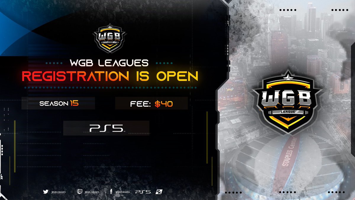 WGB Leagues (@wgbleagues) on Twitter photo ⚠️WGB SZN 15 Signups still Open⚠️
• Registration Fee $40
• SZN Start September 24
• PreSZN Tourney
✅(Free With Entry)✅
Link: wgbleagues.com/registration
@RankEm_ <a href="/youFamousEnough/">2KL</a> <a href="/2kCompGames/">Jelani Mitchell</a> <a href="/Big_Brudda_PURP/">Coach Purp</a> <a href="/WalkOnWarriors/">⚠️ Walk-On Warriors</a> <a href="/SinFiltro2k/">SinFiltro2k🇵🇷</a> <a href="/WRproamleague/">WR Pro-Am League</a> @SLProAm <a href="/TPOLeague/">Szn13🎒</a> ⚠️WGB SZN 15 Signups still Open⚠️
• Registration Fee $40
• SZN Start September 24
• PreSZN Tourney
✅(Free With Entry)✅
Link: wgbleagues.com/registration
@RankEm_ <a href="/youFamousEnough/">2KL</a> <a href="/2kCompGames/">Jelani Mitchell</a> <a href="/Big_Brudda_PURP/">Coach Purp</a> <a href="/WalkOnWarriors/">⚠️ Walk-On Warriors</a> <a href="/SinFiltro2k/">SinFiltro2k🇵🇷</a> <a href="/WRproamleague/">WR Pro-Am League</a> @SLProAm <a href="/TPOLeague/">Szn13🎒</a>