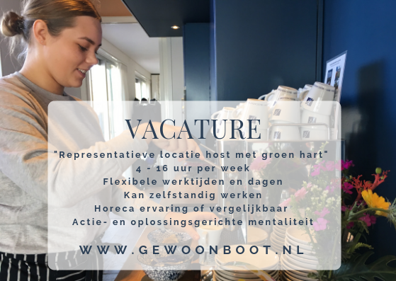 Partime Vacature op de geWoonboot!

Ben jij die sprakelende en vriendelijke dame/heer die het superleuk vind om onze gasten een topdag te bezorgen?
Je hebt een aanpakkers mentaliteit en bent een vroege vogel. 

Reageer dan met een motivatie en korte cv naar info@geWoonboot.nl