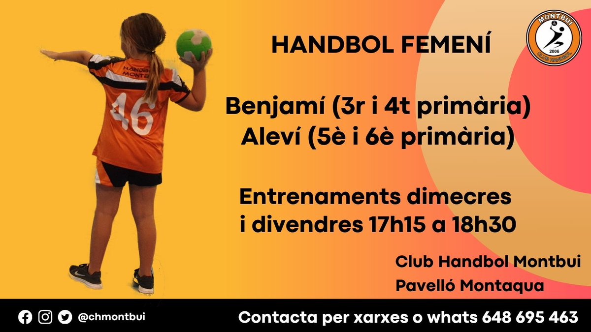 CMontbui's tweet photo. Iniciem temporada benjamí-aleví femení!. Ajuda'ns a completar els equips. Fes retuit!
#tresparaulesmilemocions
@ajmontbui https://t.co/EaYA08hUrf