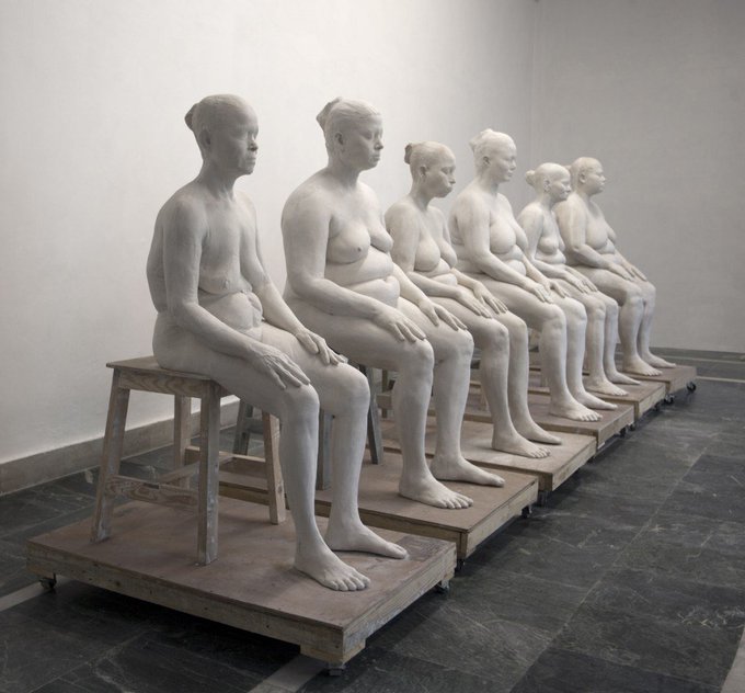 Indian artist Bharti Kher, Six Women, 2013, series of life-sized, nude female sculptures, cast from real women in her New Delhi studio #womensart