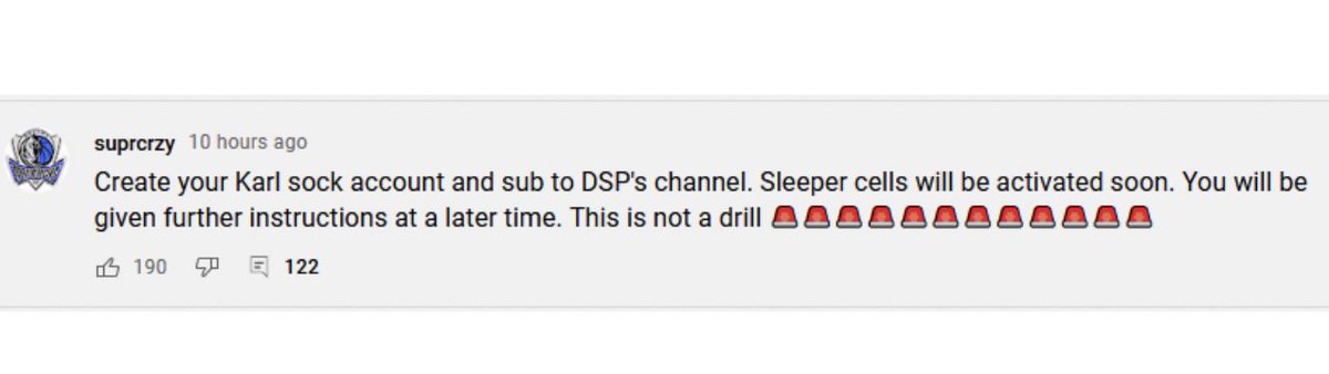 TheyCallMeDSP's tweet photo. Effective immediately, any variation of Karl is a ban on site for my streams. The only exception is snowkarl who was the actual first one. You can change your name at any time on YouTube, so do it now to avoid a ban on tomorrow’s streams. And you can blame this jackass for it. https://t.co/njIAvEH8sD