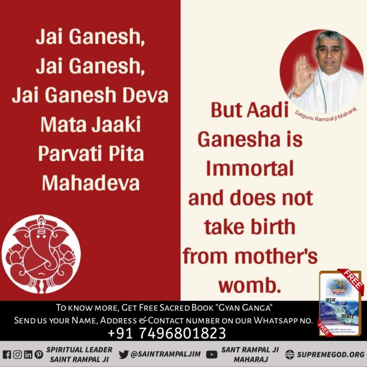 #StoryOfAadiGanesha
Do you know that Ganesha Ji also comes in birth and death.
Immortal God is only kabir Saheb
<a href="/SaintRampalJiM/">Sant Rampal Ji Maharaj</a>