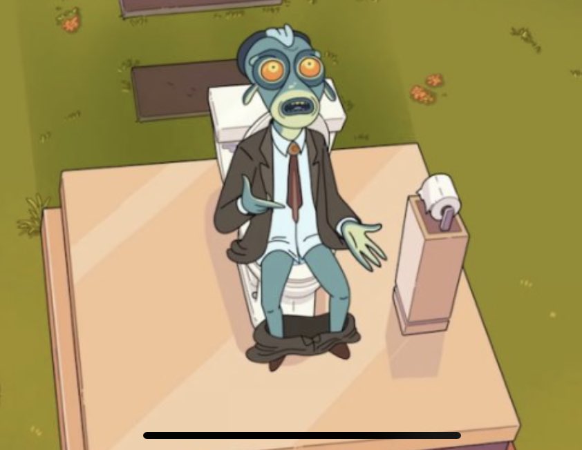 GWesleyJamison's tweet photo. The Watcher is also “The Pooper” on Rick and Morty. The moment you realize it binge watching Rick and Morty, hear the voice and think… is he Watching WHILE he is taking a Shit??? Lol https://t.co/vQHCQZyBtX