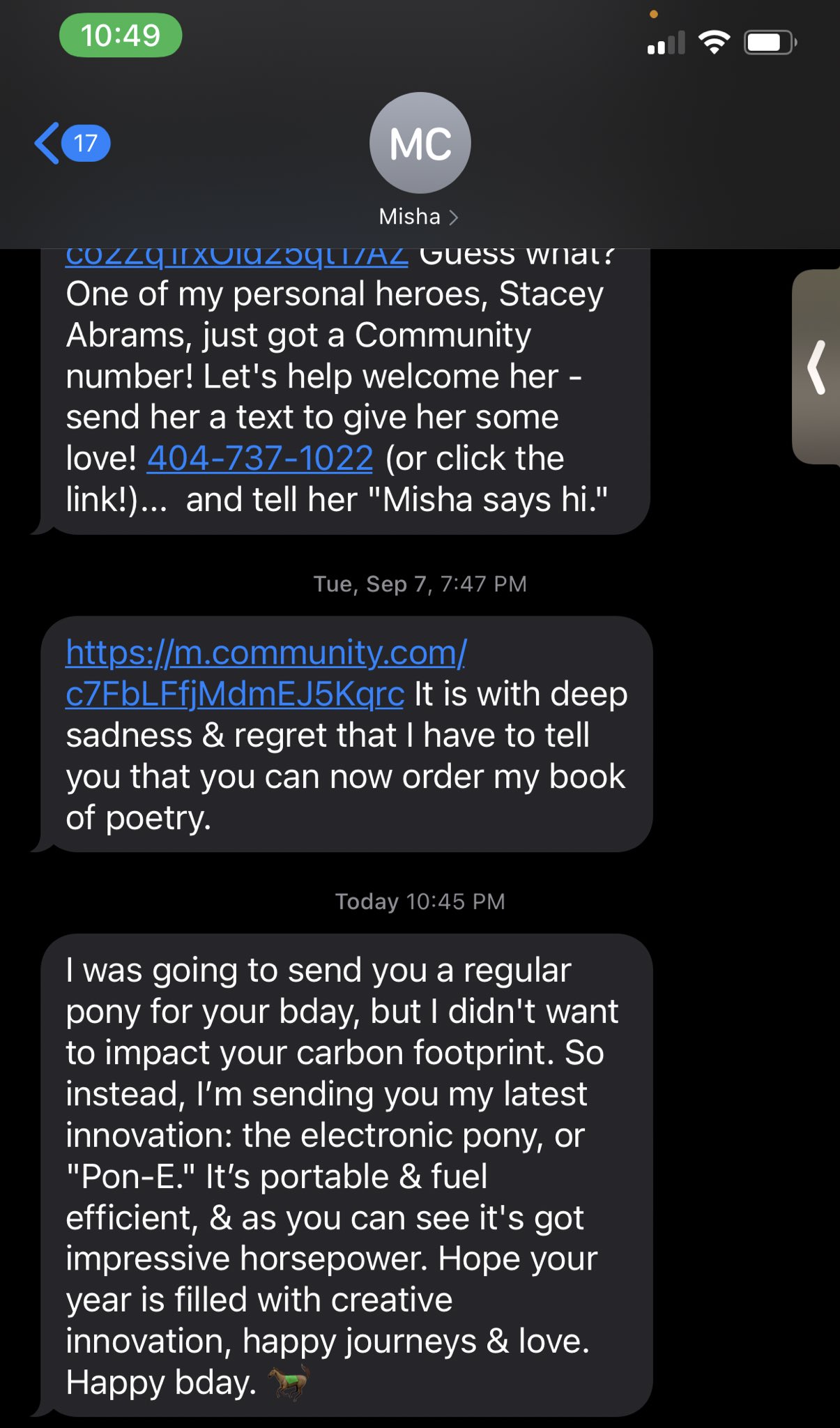 When freaking MISHA COLLINS TEXTS YOU HAPPY BIRTHDAY like today has been truly absolutely wild 