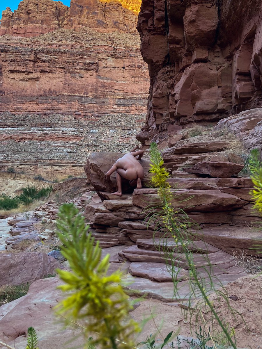 Planning on a new happiness vacay like this in to the nature. #selfempowerment #hikemoreworryless #sunsoutbunsout #connecttonature #buttportrait #nudescape #adventurenude #cheeksonpeeks #nakedearthling