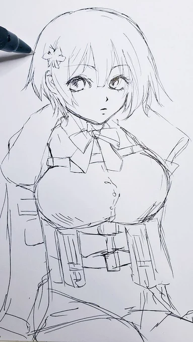以前描いたVSK-94さんと比べて、少しは画力上がってきたと思いたい…。 #ドルフロ 