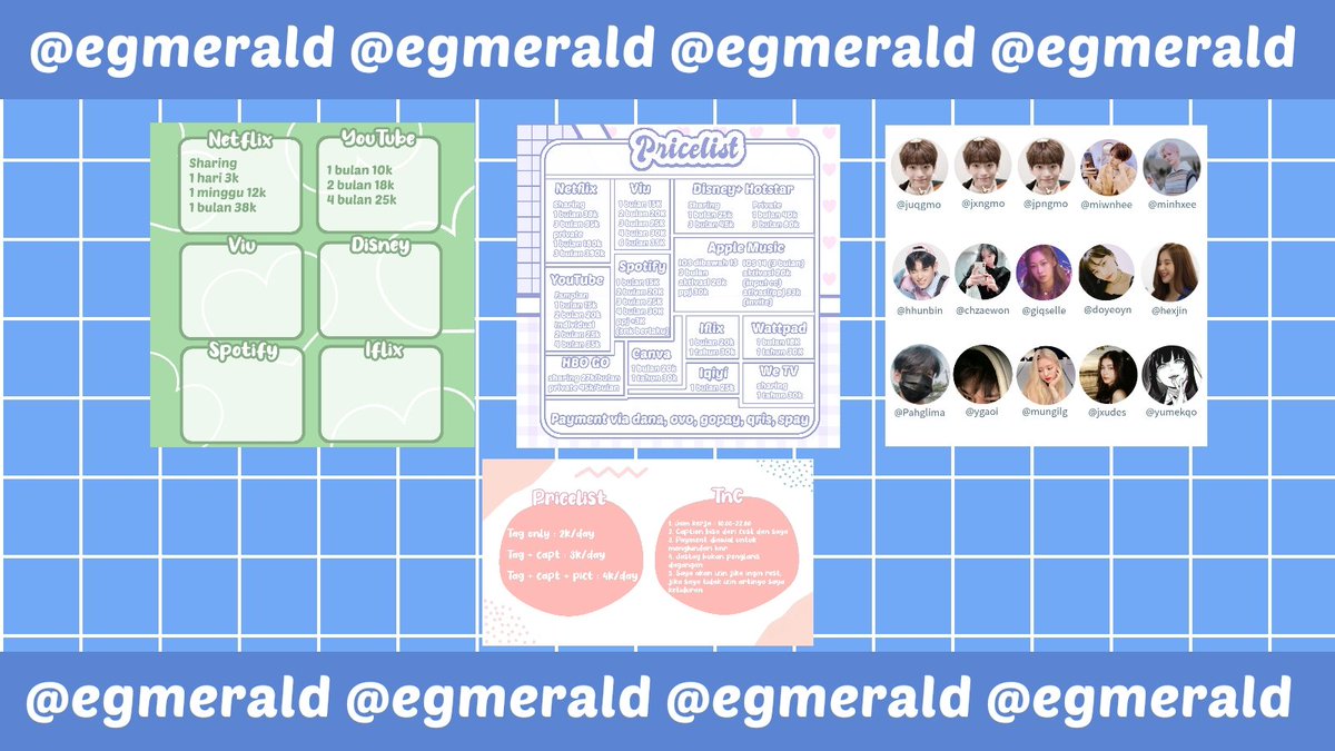 Hai, aku open edit wl sama pl, dapet templatenya juga dan free recolor! Bisa qris juga lho !!
#zonauang
T. Pricelist wishlist dana ovo gopay jasa desain design commis