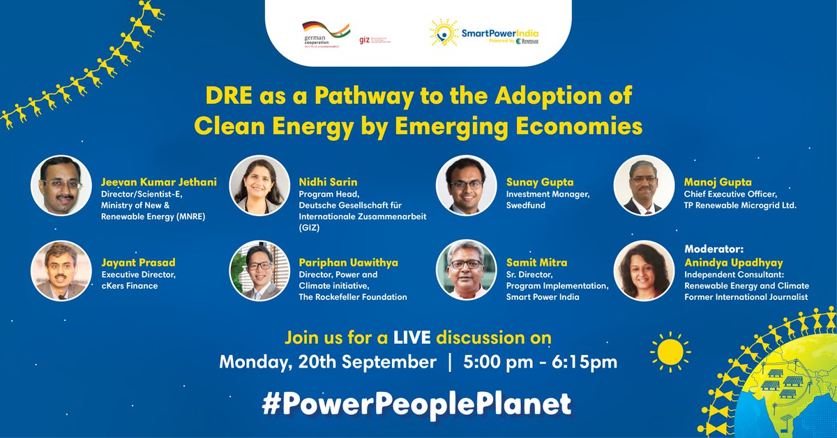 #COP26 is around the corner &amp; calls for a #PeoplePowerPlanet strategy to achieve #SDGs

Join the webinar with prominent leaders from the energy sector as they discuss the role of #DREs in achieving India’s #cleanenergy goals

20 Sep | 5-6:15 pm IST 

Link teams.live.com/meet/959412871…