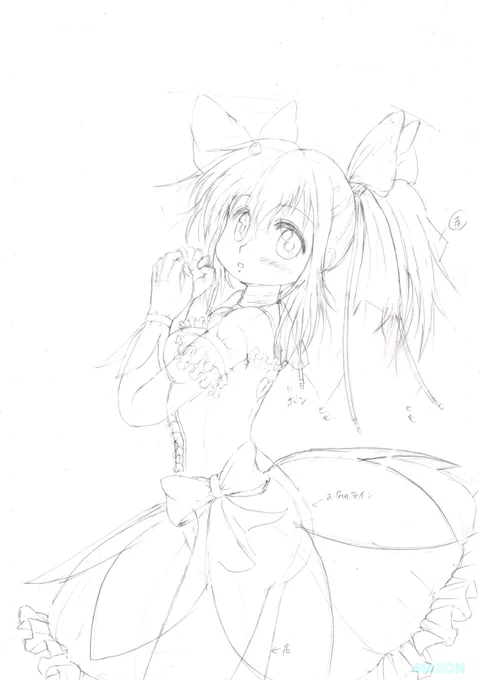 ほんとは腰のあたりのラインを描きたかったけどスカートが(;^_^A ・・・ 