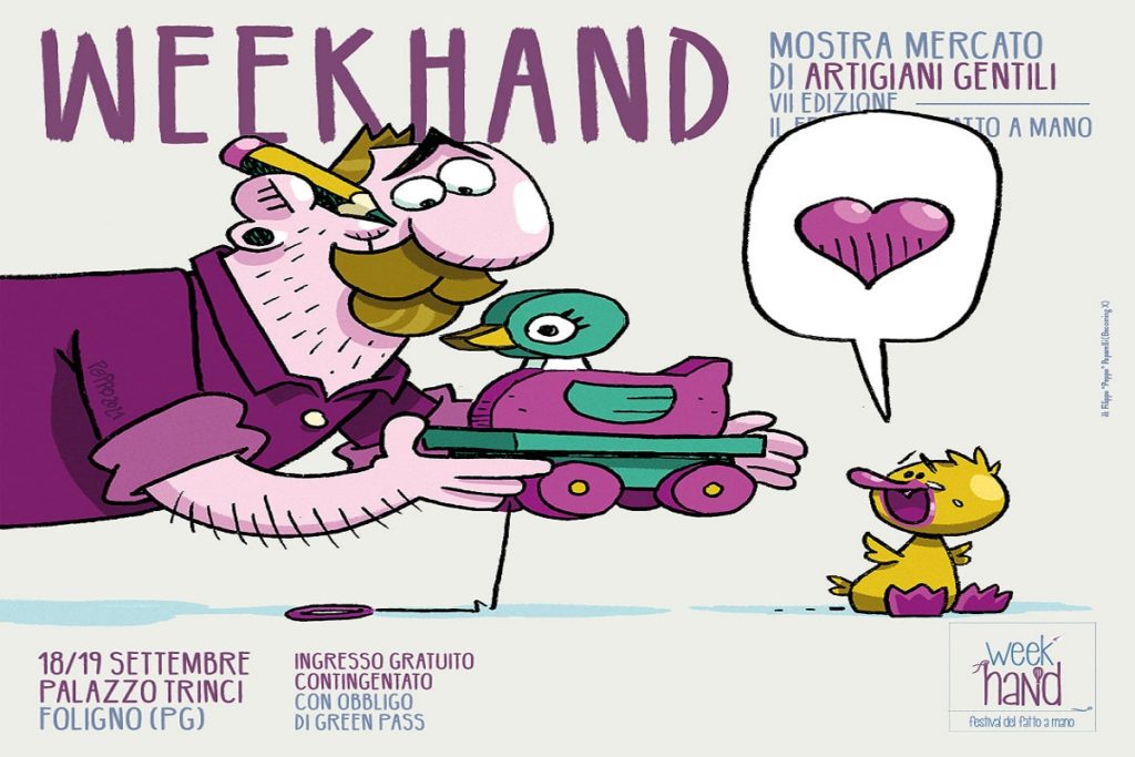 A #Foligno 18-19 settembre
Nella splendida cornice di Palazzo Trinci torna Week Hand, il Festival del Fatto a Mano. In mostra borse, gioielli, abbigliamento, arredi per la casa e illustrazioni. Creatività,sostenibilità,divertimento. 
scopri bit.ly/3kjjY9i
#umbria #Evento