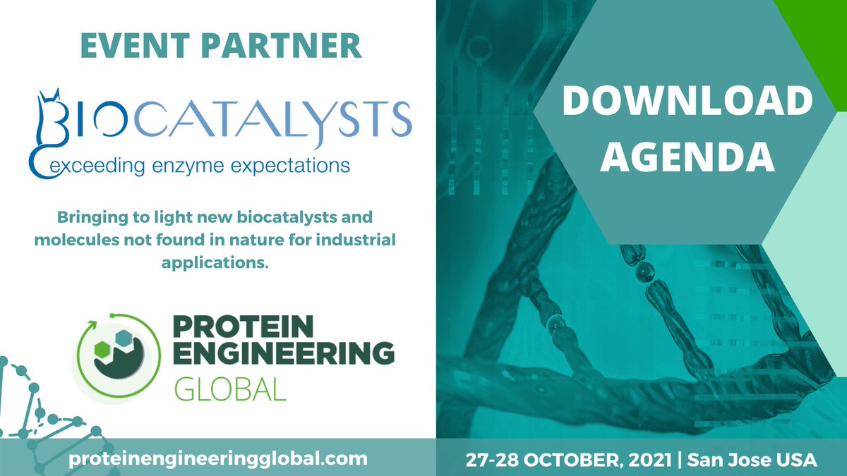 Protein Engineering takes place in San Jose on the 27-28 October 2021! We are thrilled to announce our latest event partner, Biocatalysts Inc., a global biotechnology company producing specialty enzymes. Download agenda for more hubs.ly/H0W9Ph80