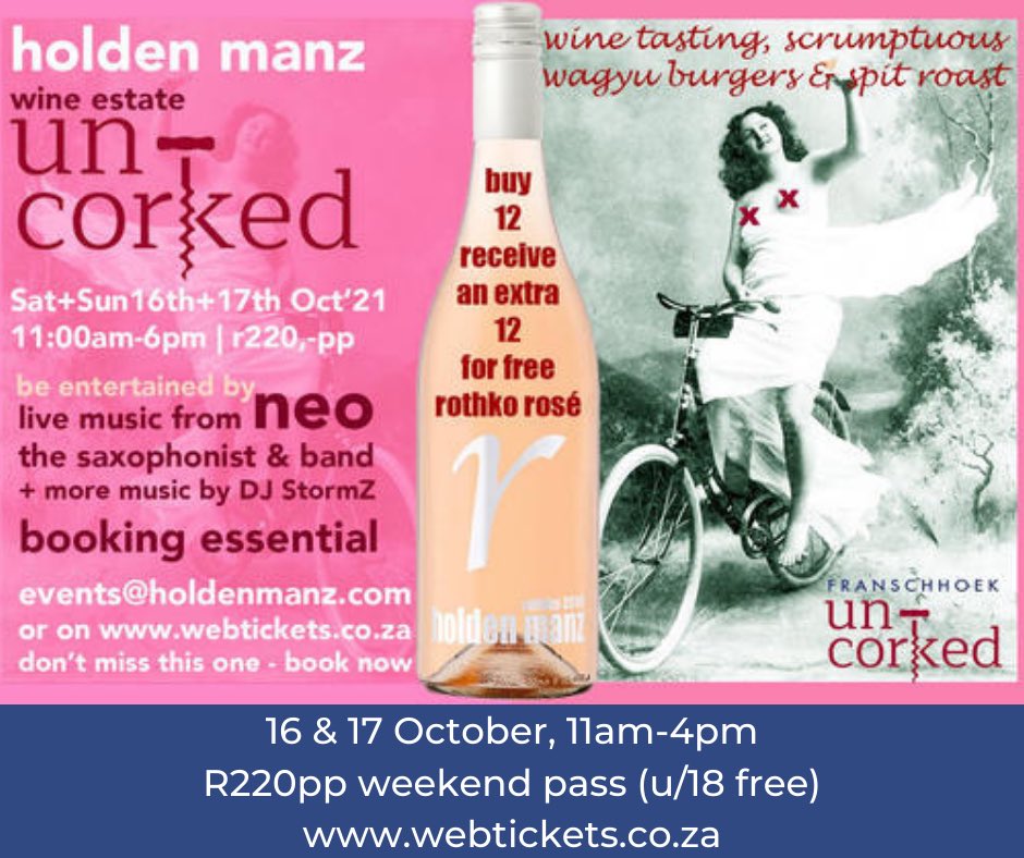 Who's going? #uncorked #franschhoek #wine #winelover #winetasting #wineweekend <a href="/holdenmanz/">Holden Manz Estate</a> <a href="/FranschhoekF/">Franschhoek Festivals</a> <a href="/Franschhoek_SA/">Franschhoek Wine Valley</a> <a href="/DNAEventsFest/">DNA Events</a>