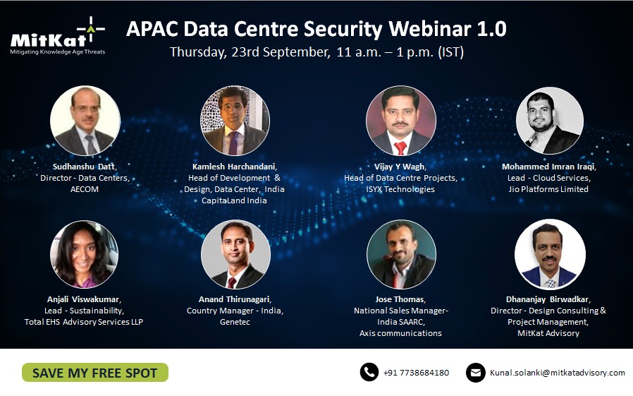 We have the honour to invite you to attend and enrich the APAC Data Centre Security Webinar on Thursday, 23rd September from 11 a.m. - 1 p.m. (IST)
Link: lnkd.in/dfnxQHSz
#datacenter #datacenterinfrastructure #datacentersolutions #webinar #datacenterservices #apacregion