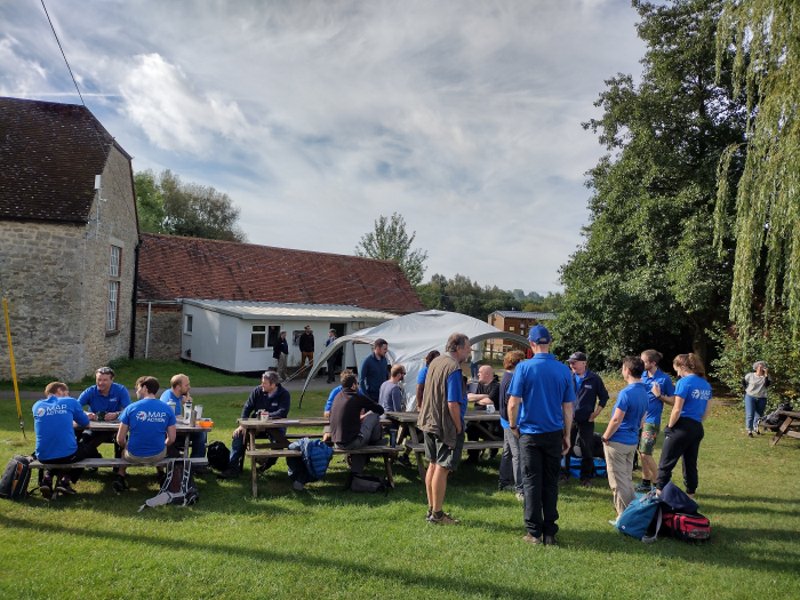 mapaction's tweet image. Our biggest training event of the year is in full swing.  A disaster simulation exercise featuring storm flooding in the fictional country of Oxenascire. Join us live at facebook.com/mapaction at 14.15 BST.
#MapActiontraining #MapActionSimEx #GIS #mapping #teamtraining