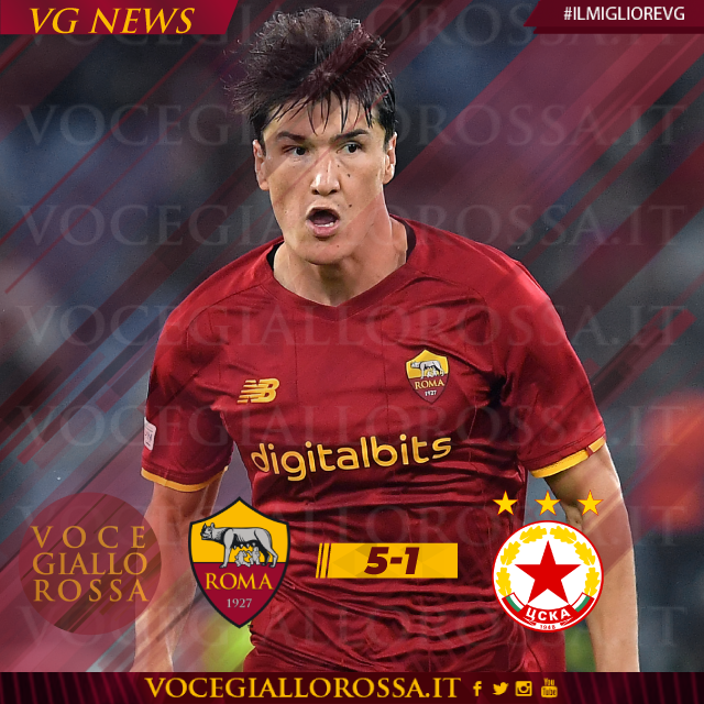 VoceGiallorossa's tweet photo. 🥇 #IlMiglioreVG - Eldor Shomurodov è il man of the match di #RomaCSKASofia votato dai nostri lettori attraverso i nostri canali social. Grazie a tutti per continuare a partecipare così attivamente alla nostra iniziativa.
https://t.co/1U5yy9YwQX
#ASRoma https://t.co/cjSkImqEU2